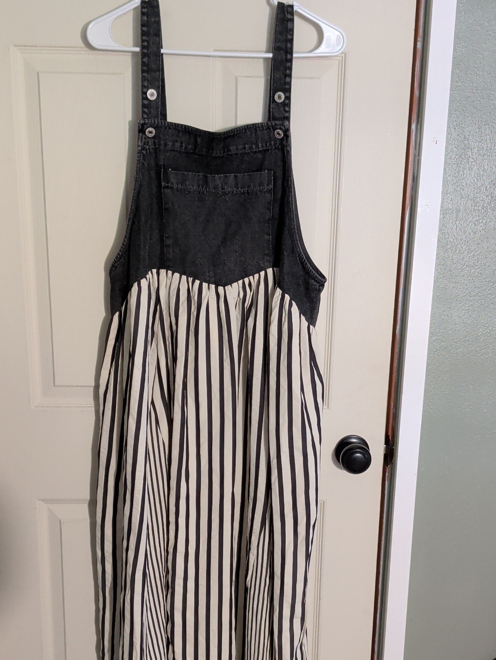 Oddi NWT 1X Overall Dress Blk Denim/ Cream